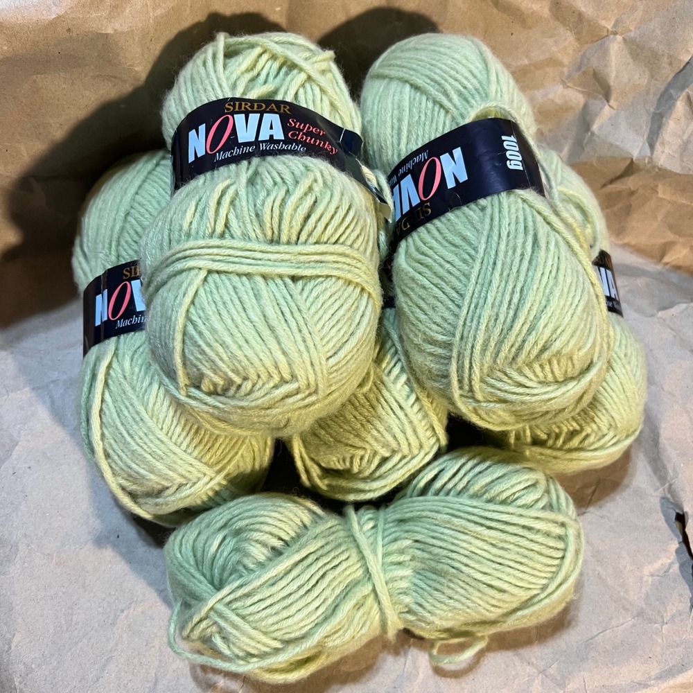 Sirdar 600g Nova Super Chunky Yarn Sage Green Wool Blend 6 Skein Vintage England